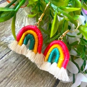 Threaded rainbow earrings
